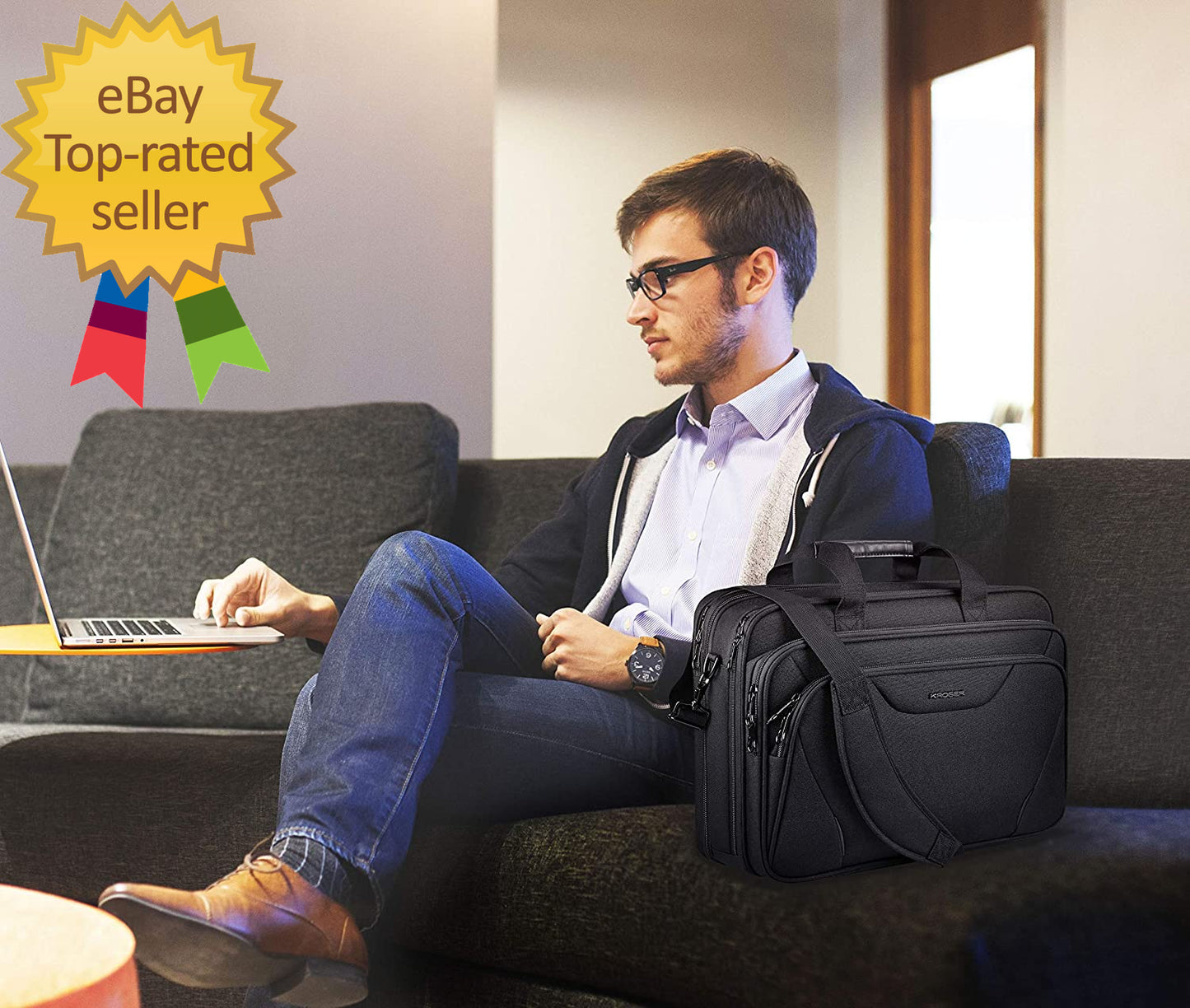 Laptop Bag Premium Laptop Briefcase Fits up to 17.3 Inch Laptop Expandable