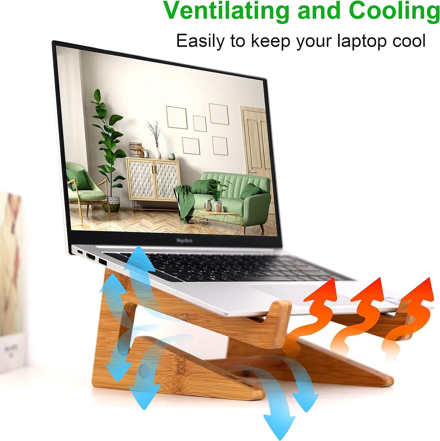 Laptop Stand Wooden Vertical Laptop Stand for Desk Bamboo Laptop Stand Comp