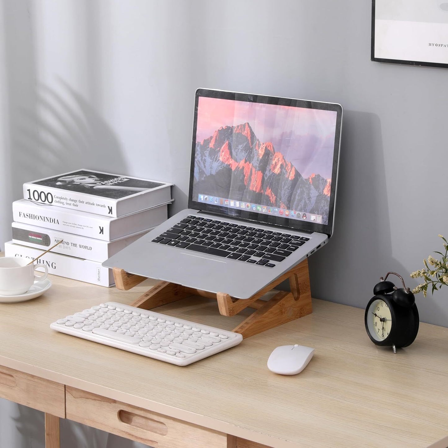 Laptop Stand Wooden Vertical Laptop Stand for Desk Bamboo Laptop Stand Comp