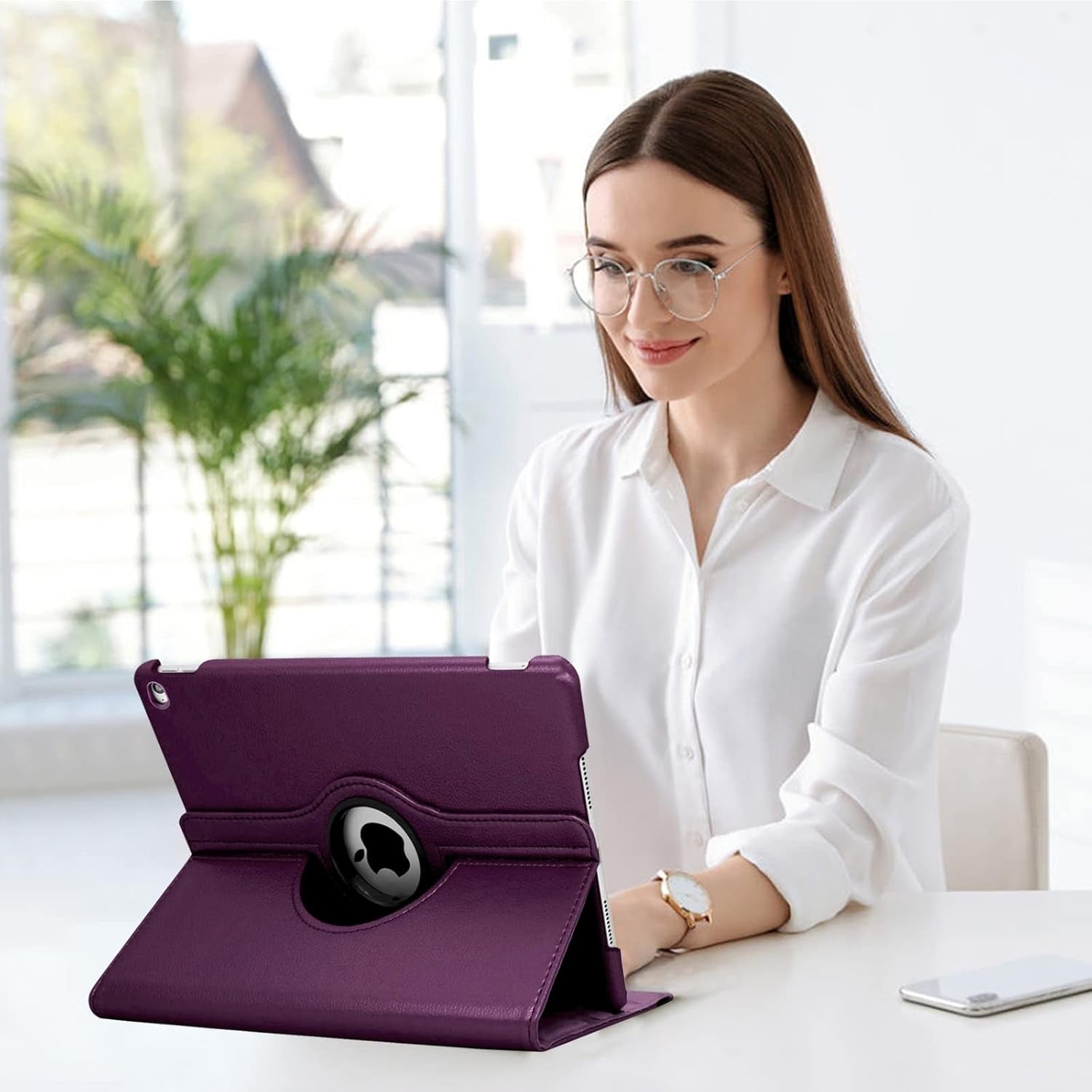 Rotating Case for Ipad 9.7 Inch 2018 2017 / Ipad Air 2 Case - 360 Degree Rotating Stand Protective Cover with Auto Sleep Wake for Ipad 9.7 Inch (6Th Gen, 5Th Gen) / Ipad Air 2/ Ipad Air (Purple)