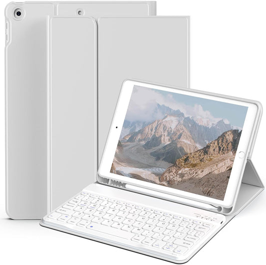 Keyboard Case for Ipad 9Th/8Th/7Th Generation 10.2 Inch (2021/2020/2019) Detachable Wireless Bluetooth Keyboard, Stand Folio Keyboard Cover with Pencil Holder, Auto Sleep/Wake, Gray
