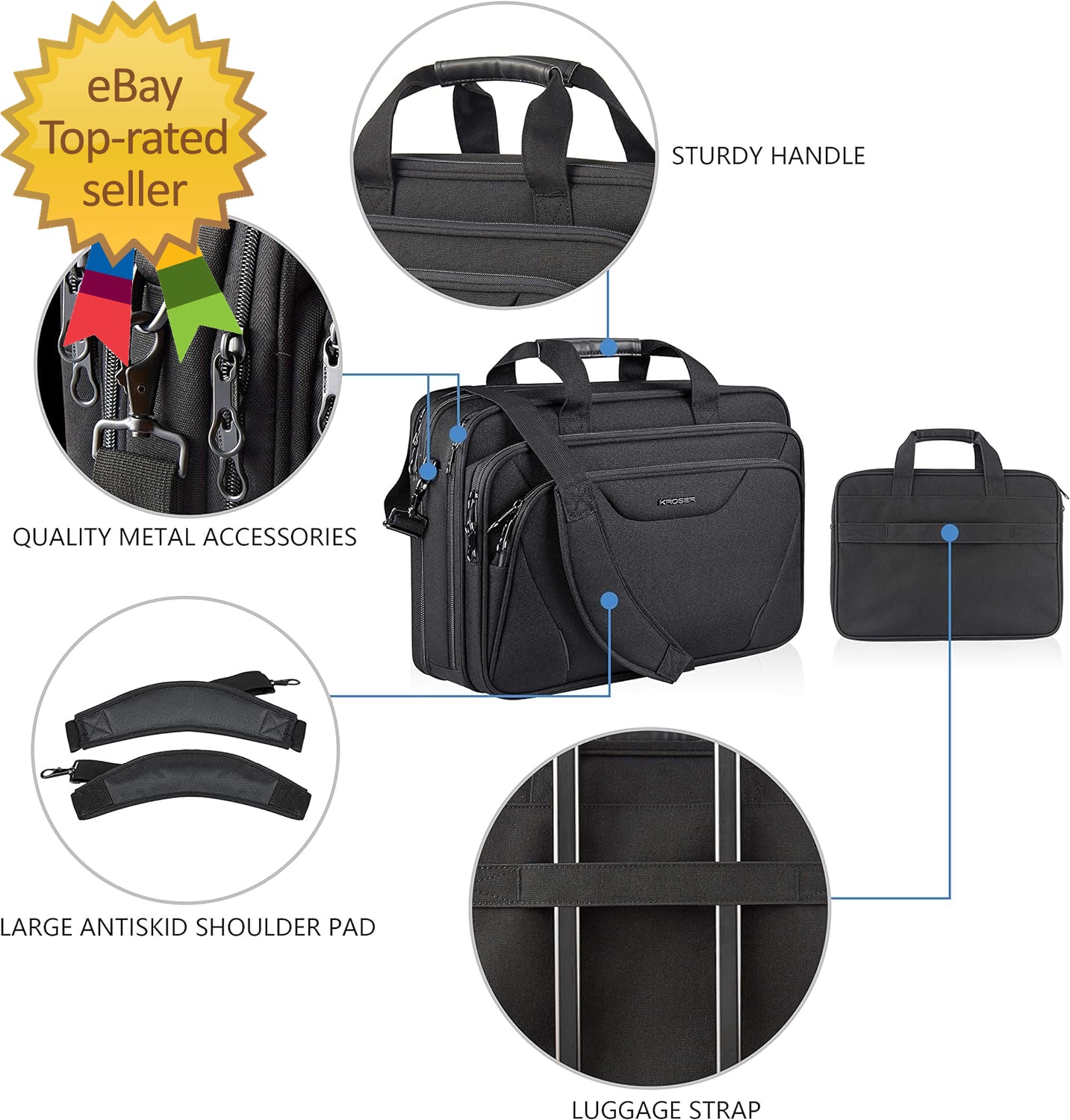 Laptop Bag Premium Laptop Briefcase Fits up to 17.3 Inch Laptop Expandable