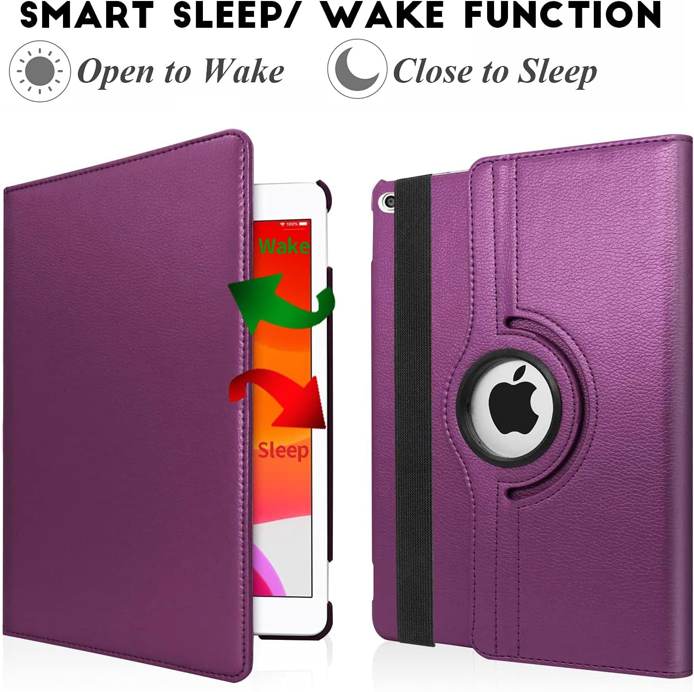 Rotating Case for Ipad 9.7 Inch 2018 2017 / Ipad Air 2 Case - 360 Degree Rotating Stand Protective Cover with Auto Sleep Wake for Ipad 9.7 Inch (6Th Gen, 5Th Gen) / Ipad Air 2/ Ipad Air (Purple)