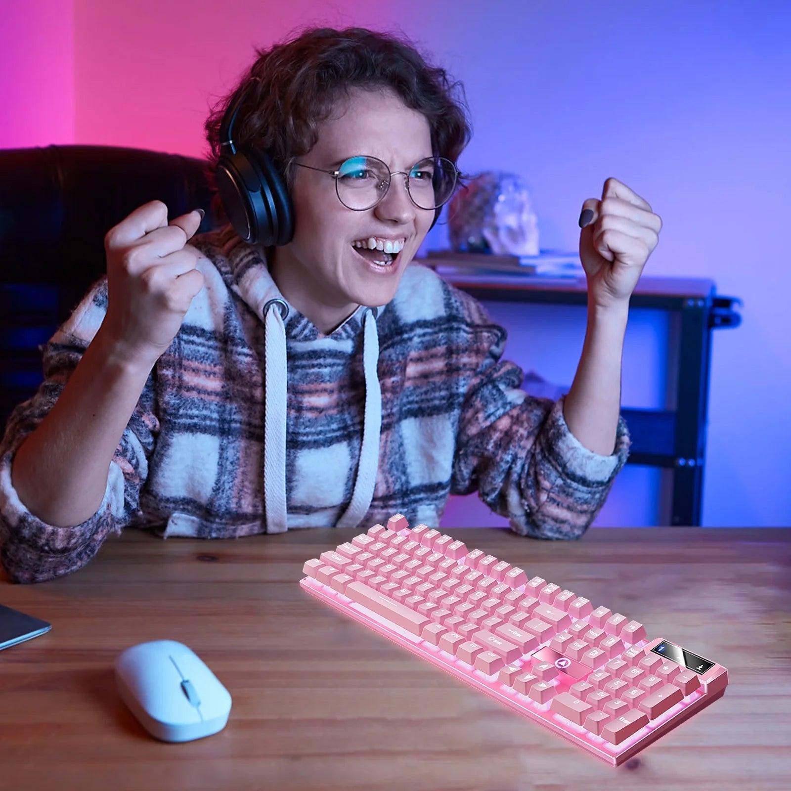Gaming Keyboard USB Wired Floating Keyboard, Ergonomic Water Mechanical Feeling Keyboard, Ultra-Slim LED Backlit Keyboard for Desktop on Clearance
