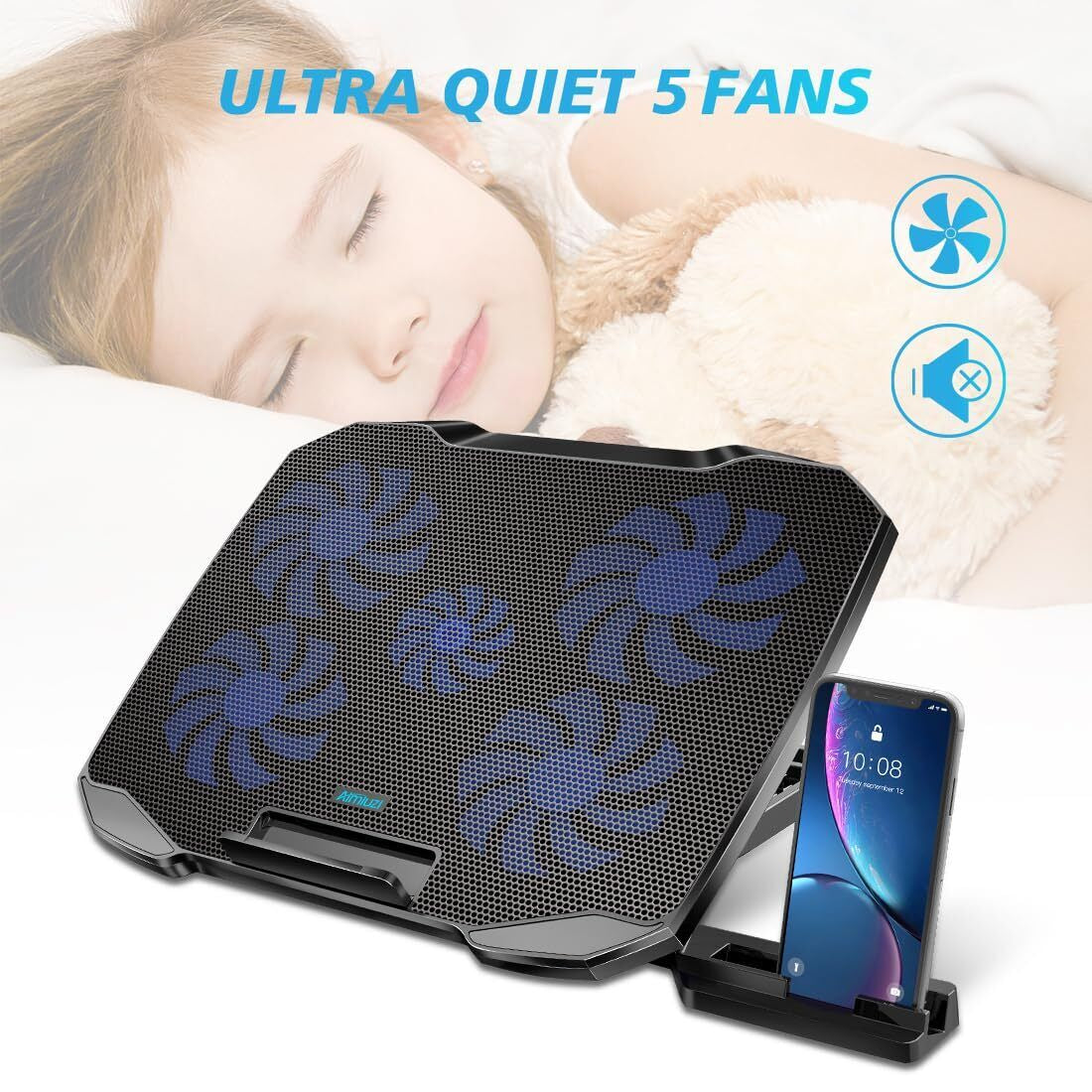 Laptop Cooling Pad Laptop Cooler Stand Laptop Fan Cooling Pad for 12-15.6 Inc...