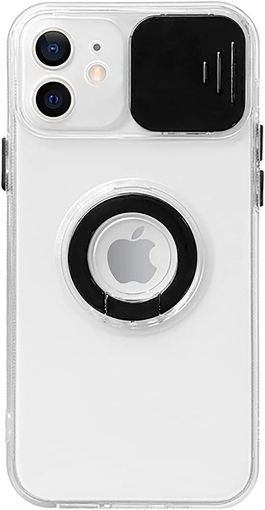 Candy Color Ring Holder Slide Lens Camera Cover Protection Clear Soft Compatible with Iphone Case (Black,Iphone 11 Pro Max)