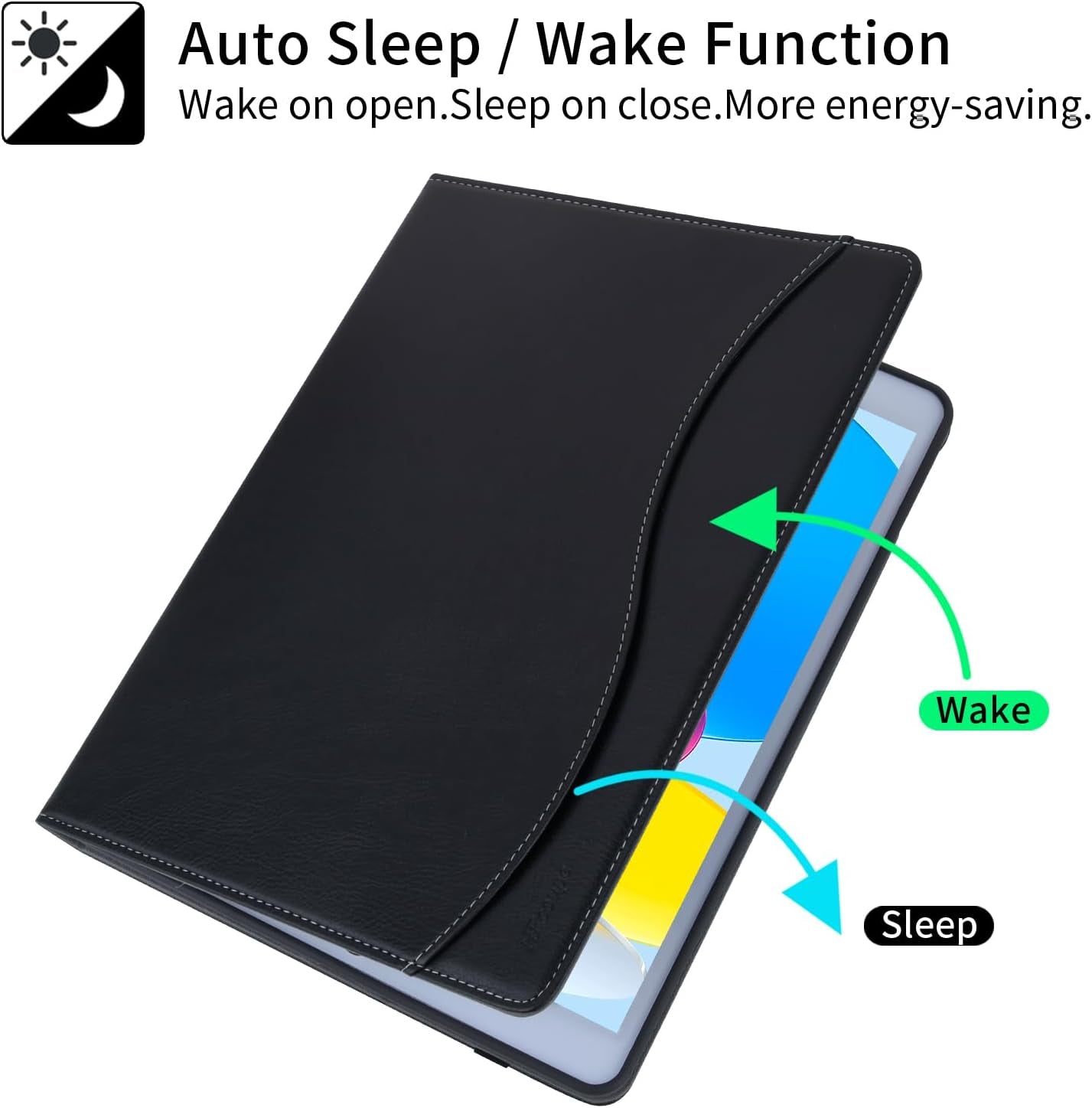 10.2 Inch 7Th / 8Th / 9Th Gen Ipad Case 2021/2020/ 2019, Multiple Angles Viewing Protective Folio with Pencil Holder and Pocket, Auto Sleep/Wake Stitch Cover for Ipad 9 8 7, Black