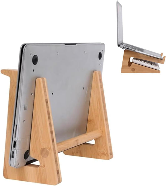Laptop Stand Wooden Vertical Laptop Stand for Desk Bamboo Laptop Stand Comp