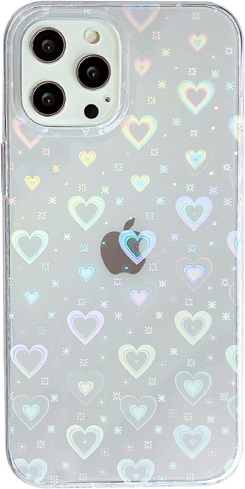 Love Heart Laser Bling Glitter Clear Soft Compatible with Iphone Case for Women Girls (Clear,Iphone 8/7 Plus)