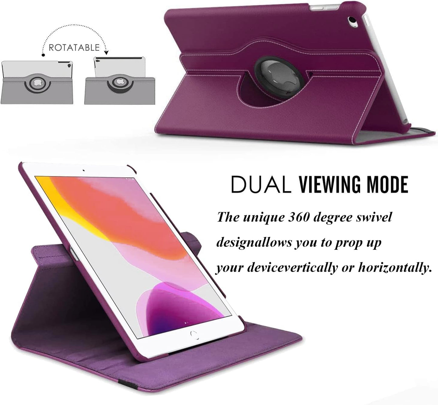 Rotating Case for Ipad 9.7 Inch 2018 2017 / Ipad Air 2 Case - 360 Degree Rotating Stand Protective Cover with Auto Sleep Wake for Ipad 9.7 Inch (6Th Gen, 5Th Gen) / Ipad Air 2/ Ipad Air (Purple)