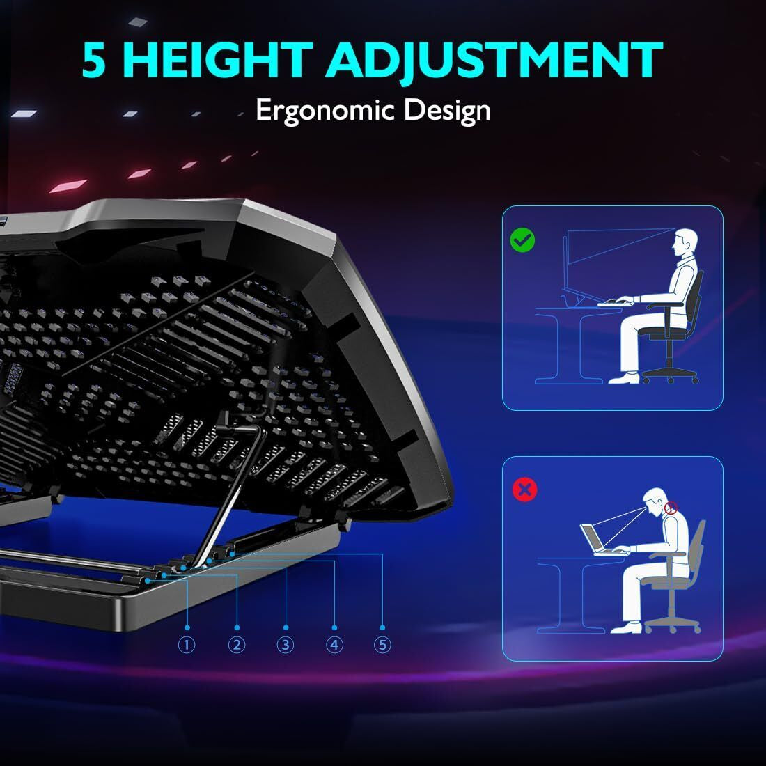 Laptop Cooling Pad Laptop Cooler Stand Laptop Fan Cooling Pad for 12-15.6 Inc...