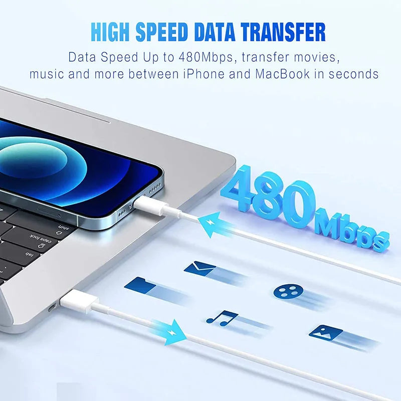 MFI Certified Original Lightning Cable for Iphone 14 13 12 11 Pro Max X XS XR 6 7 8 5 SE Ipad Fast Charging Cord Data USB Wire